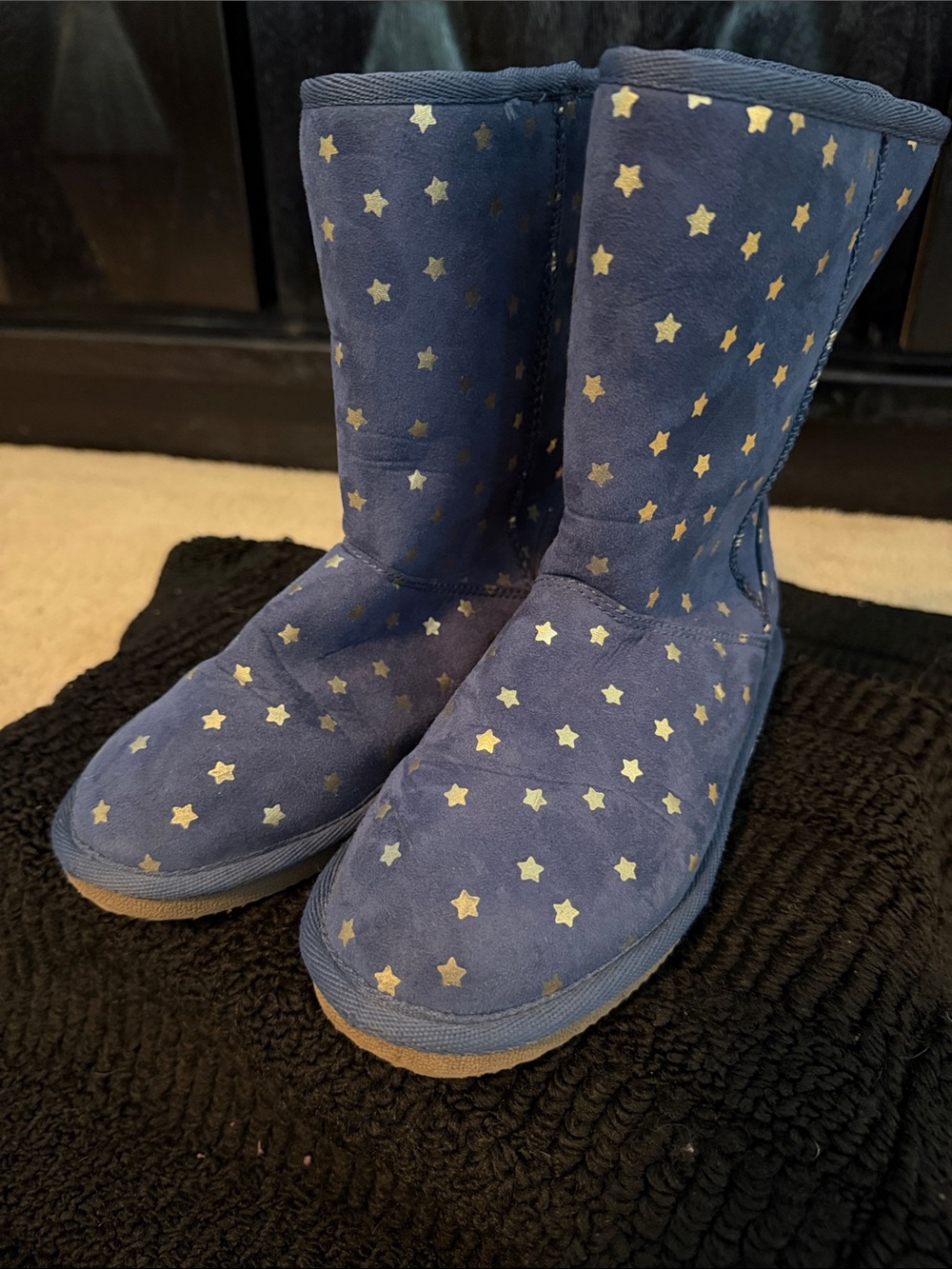 Harper Canyon Navy Suede Star-Print Heeled Boots